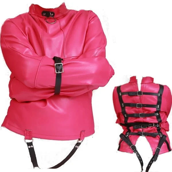 camisole BDSM simili cuir rose