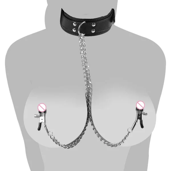 pinces tétons avec chaîne et collier