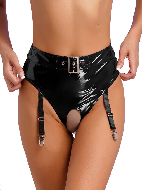 lingerie BDSM culotte jarretelles effet cuir
