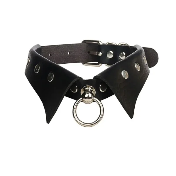 collier BDSM avec anneau métallique
