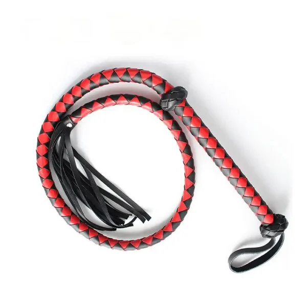 fouet BDSM tressé en cuir synthétique