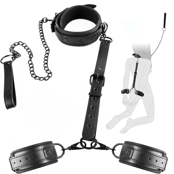 bondage BDSM harnais collier et menottes