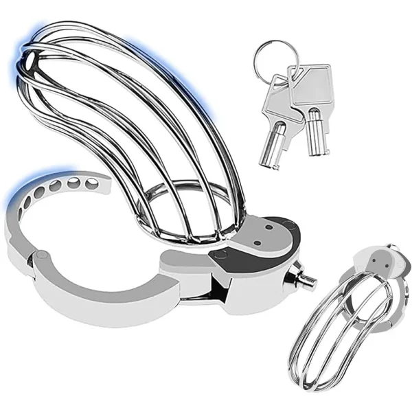 cage de chasteté BDSM en acier inoxydable