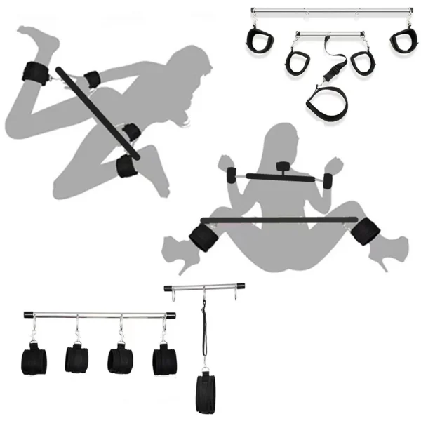 menottes BDSM avec barre écarteur