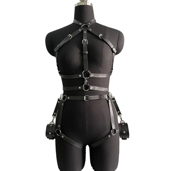 harnais BDSM intégral avec menottes